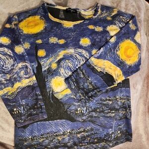 Van Gogh Starry Night Long Sleeve Top, L
